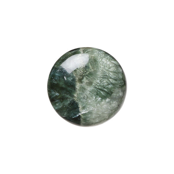 Cabochon, seraphinite (natural), 20mm calibrated round, B grade, Mohs hardness 2 to 2-1/2. Sold individually. image number 0