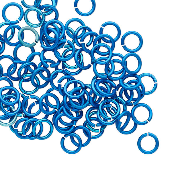 Jump ring, anodized tempered aluminum, light blue, 6mm round, 4.2mm inside diameter, 18 gauge. Sold per pkg of 100. image number 0