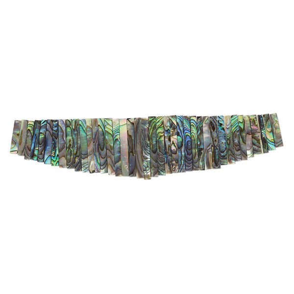 Bead, abalone shell (assembled), 10x3mm-40x5mm graduated hand-cut top-drilled fan, Mohs hardness 3-1/2. Sold per 39-piece set. image number 0