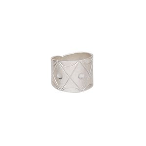 Ring, Hill Tribes, silver-plated copper, 16mm wide with diamond and dot design, size 7-1/2. Sold individually.
