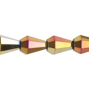 Bead, glass, crystal rose gold, 13x9mm faceted teardrop. Sold per 15-1/2 to 16-inch strand.