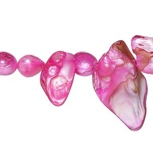 Pearl, cultured freshwater (dyed), fuchsia, 8mm-28x16mm baroque with 0.4mm hole, D grade, Mohs hardness 2-1/2 to 4. Sold per 15-inch strand.