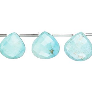 Imperial crown turquoise 1pkg13, hand-cut top-drilled faceted puffed teardrop bead natural graduated 10x10mm-14x14mm
