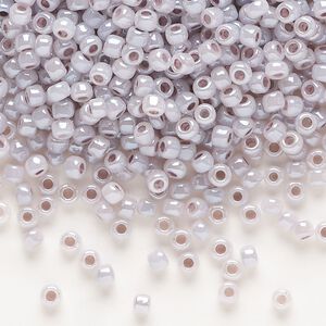 Seed bead, Dyna-Mites™, glass, opaque ceylon grey lilac, #8 round. Sold per 1/2 kilogram pkg.