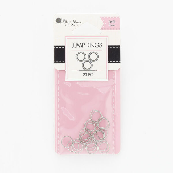 Jump ring, silver-finished steel, 8mm round, 6.8mm inside diameter, 22 gauge. Sold per pkg of 23. image number 0