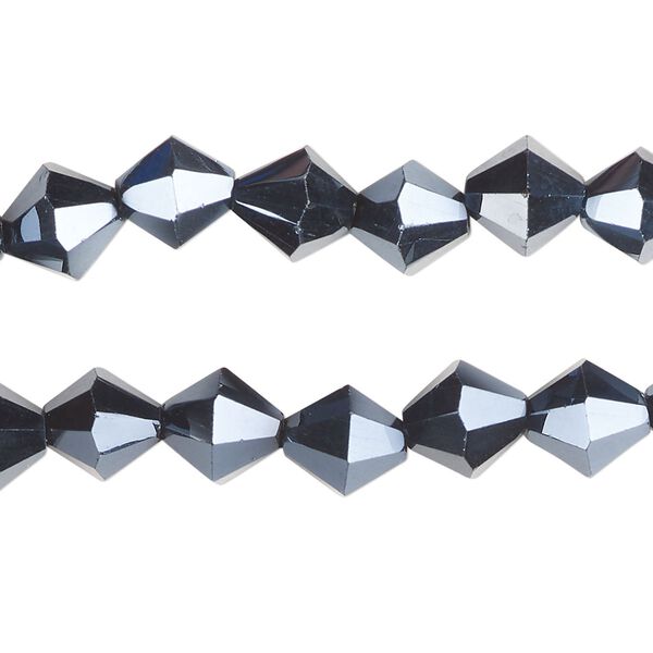 Bead, glass, opaque metallic blue, 8mm faceted bicone. Sold per pkg of (2) 13-inch strands, approximately 90 beads. image number 0
