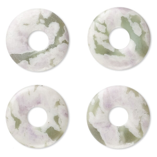 Component, peace "jade" (serpentine / white quartz) (natural), 20mm round donut, B grade, Mohs hardness 6 to 6-1/2. Sold per pkg of 4. image number 0