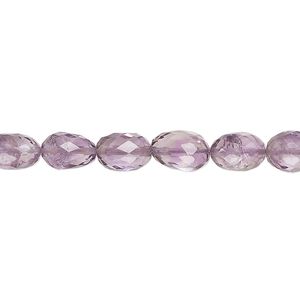 Amethyst 1pkg1, hand-cut faceted oval bead natural 8 inch 7x5mm-10x7mm