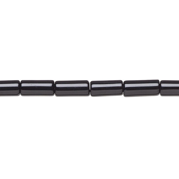 Bead, black onyx (dyed), 8x4mm round tube, B grade, Mohs hardness 6-1/2 to 7. Sold per 15-1/2" to 16" strand. image number 0
