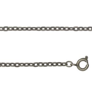 Chain, gunmetal-finished steel, 2.5mm textured cable, 24 inches with springring clasp. Sold individually.
