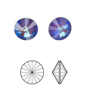 Chaton 2pk crystal ultra purple AB, Crystal Passions® 12mm rivoli 1122