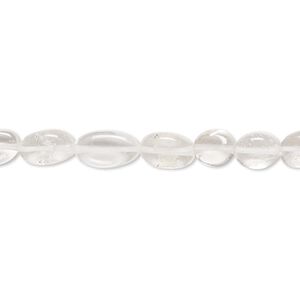 Quartz crystal 1pkg1, hand-cut puffed oval bead natural 14 inch 6x5mm-9x6mm