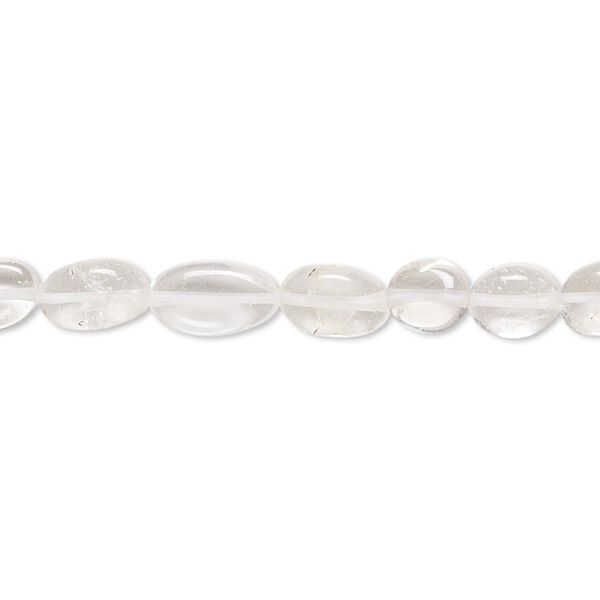 Quartz crystal 1pkg1, hand-cut puffed oval bead natural 14 inch 6x5mm-9x6mm image number 0