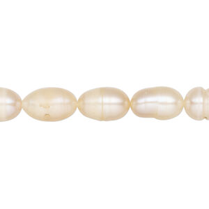 Freshwater pearl 1pkg1 rice, 14 inch apricot 6-7mm cultured