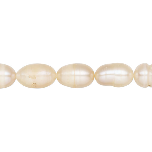 Freshwater pearl 1pkg1 rice, 14 inch apricot 6-7mm cultured image number 0