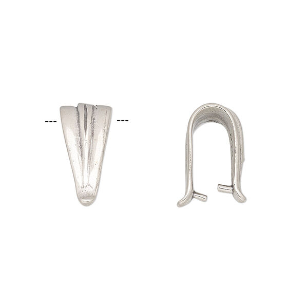Bail, ice-pick, antiqued sterling silver, 14x7mm triangle, 10mm grip length. Sold individually. image number 0