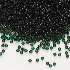 Seed bead, Preciosa Ornela Czech glass, pkg/50g, #11 rocaille, transparent dark green, (50150).