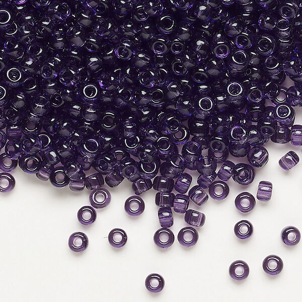 Seed bead, Dyna-Mites™, glass, transparent purple, #8 round. Sold per 1/2 kilogram pkg. image number 0