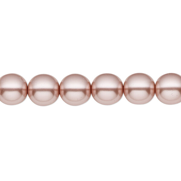 Bead, Czech pearl-coated glass druk, opaque dusty light rose, 8mm round. Sold per 15-1/2" to 16" strand. image number 0