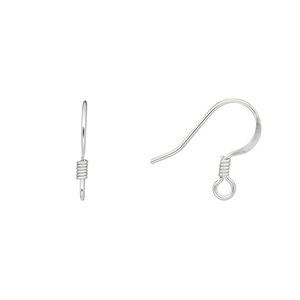 Ear wire fishhook 1pkg1000, 15mm / 3mm coil / open loop, 21 gauge silver-finished stainless steel / brass 500 pair