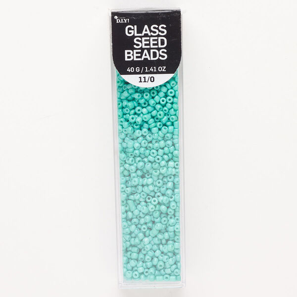 Seed bead, glass, pkg/40g, #11 round, opaque teal. image number 0