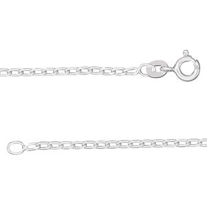 Chain 1pkg1 sterling silver curb, 1.7mm long / mixed clasp, Gossamer™ 36 inch