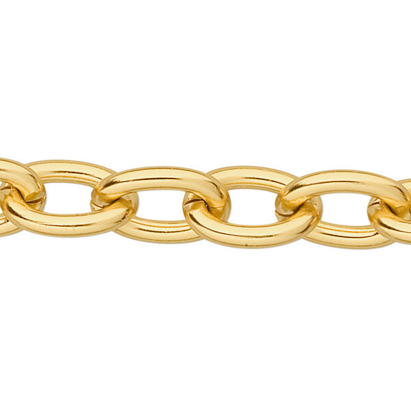Chain, anodized aluminum, gold, 11mm cable. Sold per pkg of 5 feet. image number 0