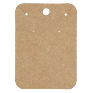 Earring / necklace card, kraft paper, 3 x 2-1/4 inches. Sold per pkg of 50.
