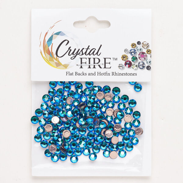 Flat back 144pk blue zircon foil back, Crystal Fire® 3.80-4.00mm hotfix round SS16 image number 0