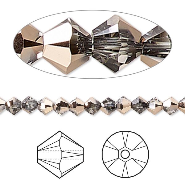 Bead 144pk crystal rose gold 18Kt gold plate, Crystal Passions® 4mm bicone 5328 image number 0
