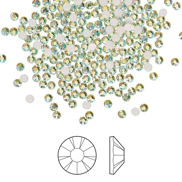 Flat back 144pk limecicle AB foil back, Preciosa MAXIMA Czech crystal hotfix rhinestone 1.9-2.1mm chaton rose round SS6 image number 0