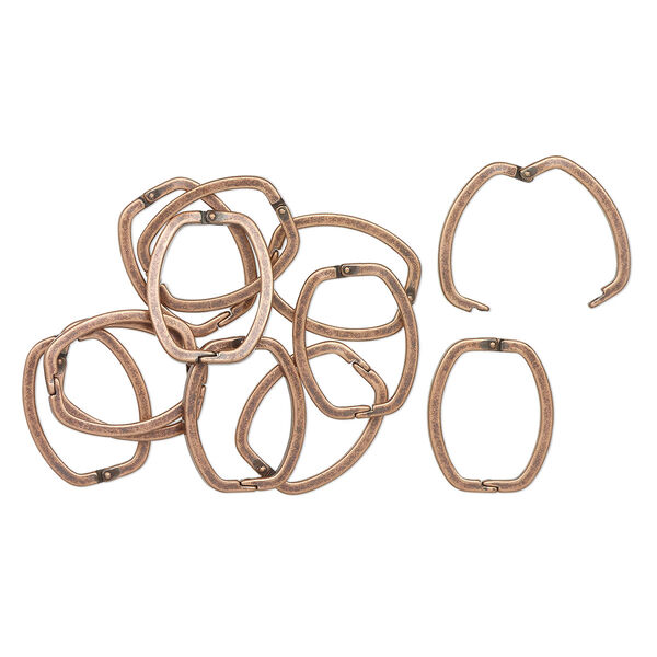 Clasp, antique copper-finished brass, 25x21mm hinged twister. Sold per pkg of 12. image number 0