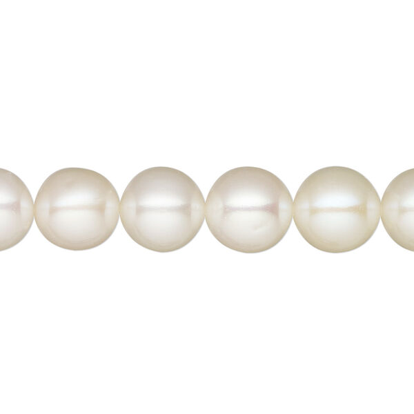 Pearl, White Lotus™, cultured freshwater (bleached), white, 8.5-9.5mm semi-round, B+ grade, Mohs hardness 2-1/2 to 4. Sold per 15-1/2" to 16" strand. image number 0