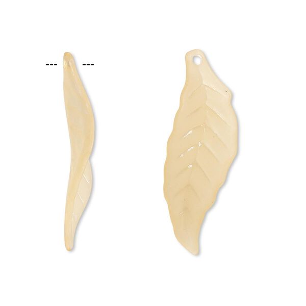 Focal, acrylic, frosted orange, 30x10mm leaf with 0.5mm hole. Sold per pkg of 100. image number 0