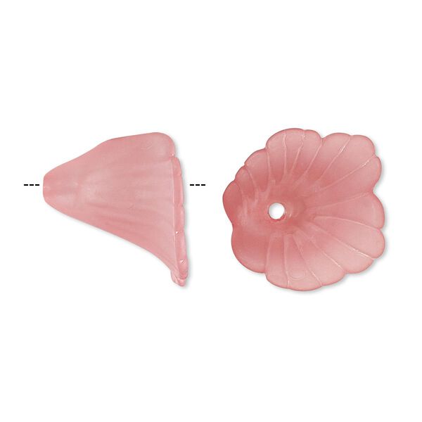 Component, acrylic, translucent frosted pink, 18x17mm flower. Sold per pkg of 50. image number 0