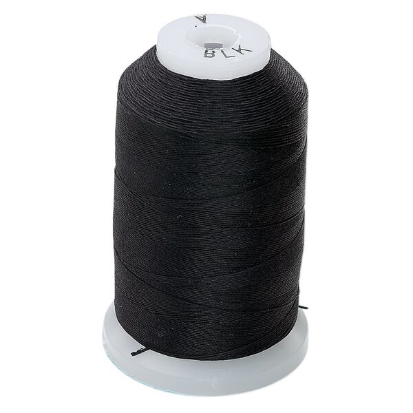 Thread, Purely Silk™, 3-ply, black, size A. Sold per 425-yard spool. image number 0
