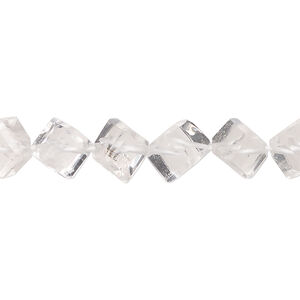 Quartz crystal 1pkg1, hand-cut diagonally drilled cube bead natural, 14 inch 9x8mm-10x9mm