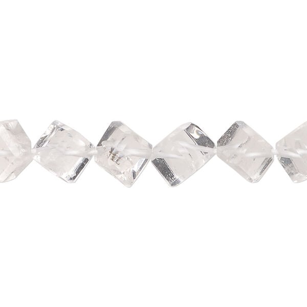 Quartz crystal 1pkg1, hand-cut diagonally drilled cube bead natural, 14 inch 9x8mm-10x9mm image number 0
