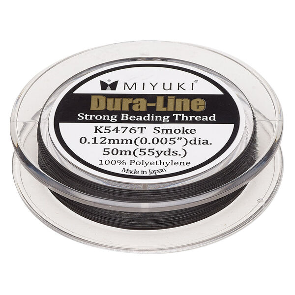 Thread, Miyuki Dura-Line, gel-spun polyethylene, smoke, 0.12mm diameter, 12-pound test. Sold per 50-meter spool. image number 0