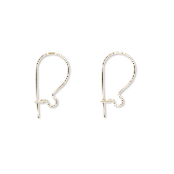 Ear wire, 14Kt gold-filled, 14mm curved back kidney with open loop, 24 gauge. Sold per pkg of 5 pairs. image number 0