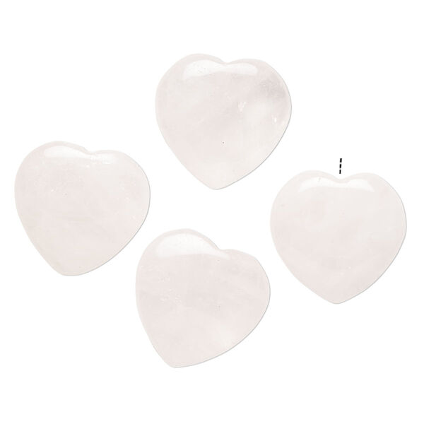 Rose quartz 1pkg4, half-drilled puffed heart drop B grade, 19-21mm image number 0