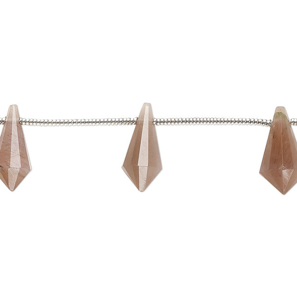 Coffee moonstone 1pkg10, hand-cut top-drilled faceted point bead natural B grade, 10x5mm-12x6mm image number 0