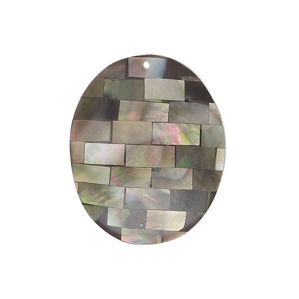 Black lip shell / gold lip shell / mother-of-pearl shell 1pkg1, top-drilled 1sided domed oval component 28x21mm-28x23mm image number 0