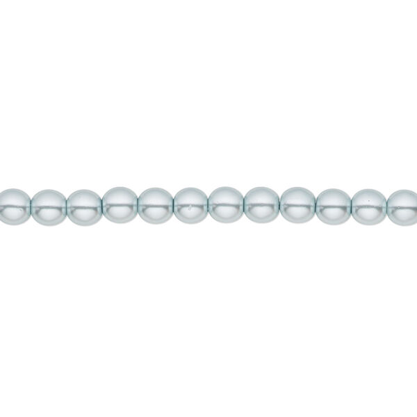 Bead, Czech pearl-coated glass druk, opaque light blue, 4mm round. Sold per 15-1/2" to 16" strand. image number 0