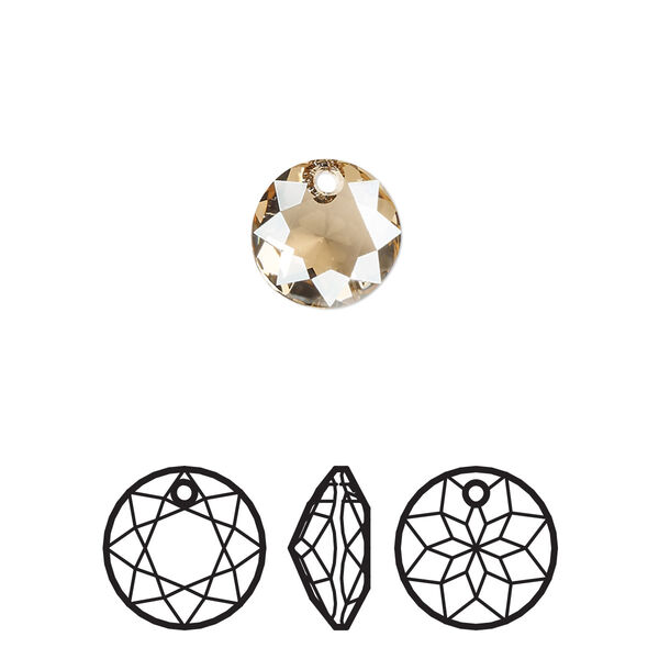 Drop 2pk crystal golden shadow, Crystal Passions® 10mm pendant classic cut 6430 image number 0