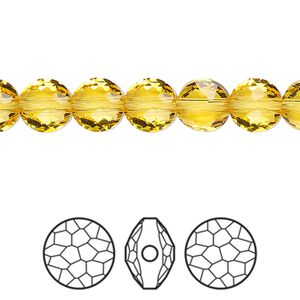 Bead 4pk light topaz, Crystal Passions® 8mm puffed round 5034