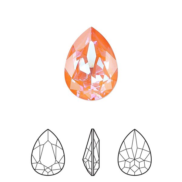 Fancy stone 6pk crystal orange glow DeLite, Crystal Passions® 18x13mm pear 4320 image number 0