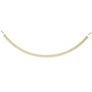 Bead, gold-plated brass, 100x3mm curved tube. Sold per pkg of 100.