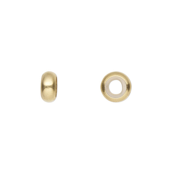 Bead keeper, 14Kt gold-filled and silicone, 8x4mm rondelle. Sold individually. image number 0