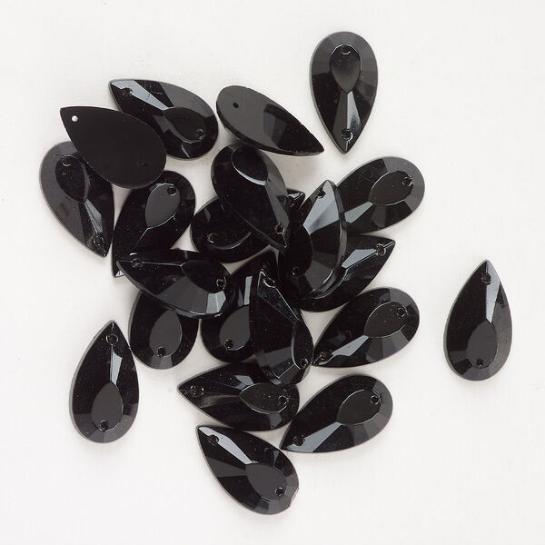 Sew-on 24pk jet, vintage Preciosa Czech crystal 20x11mm teardrop image number 0